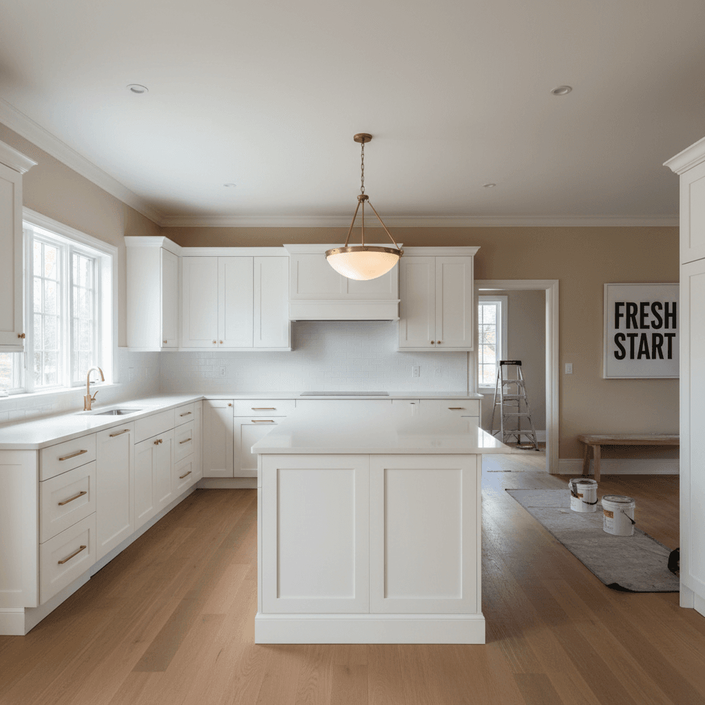 Kitchen renovation with fresh paint and repairs