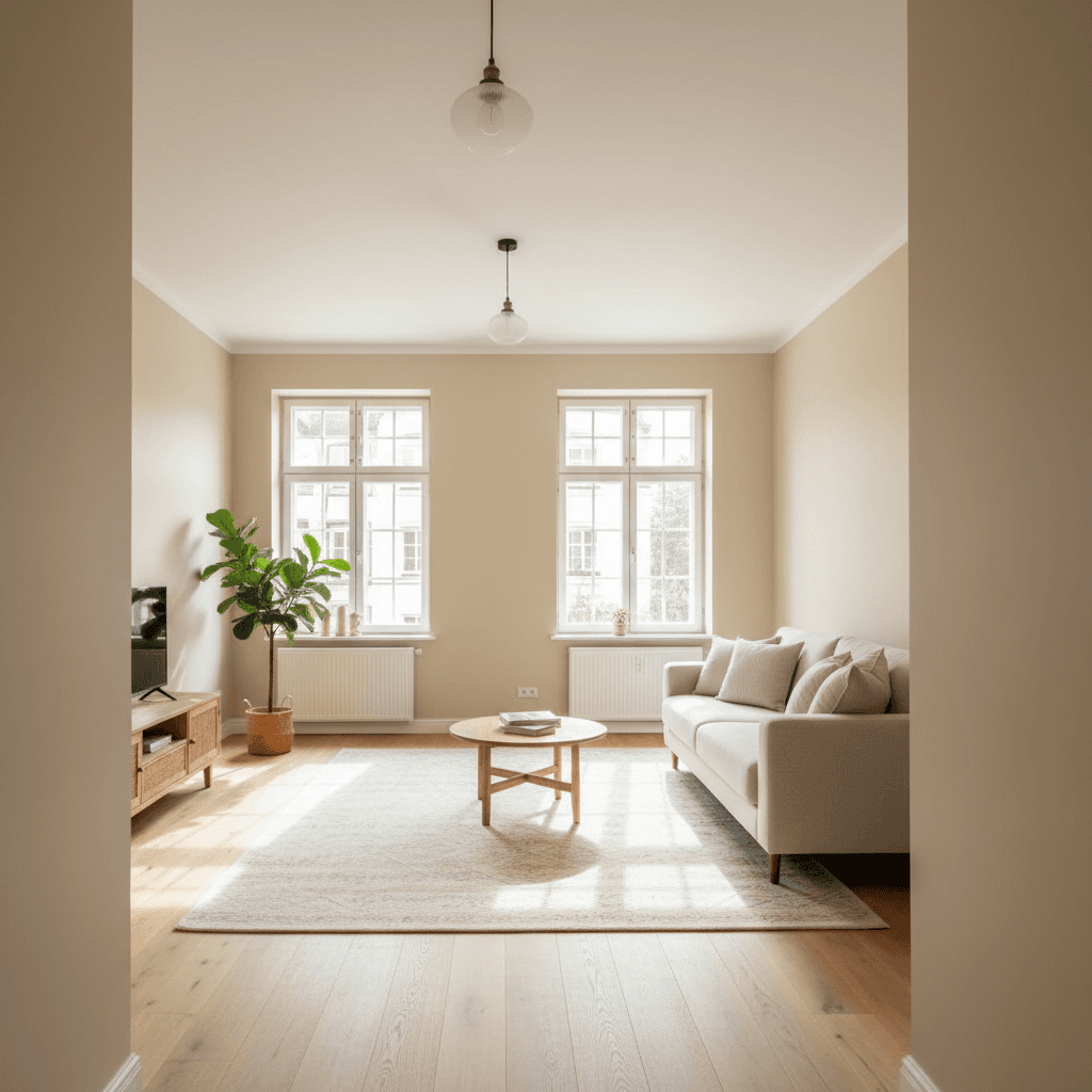 Completed apartment interior with fresh paint