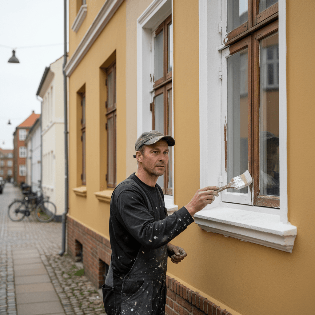 Exterior house painting in progress