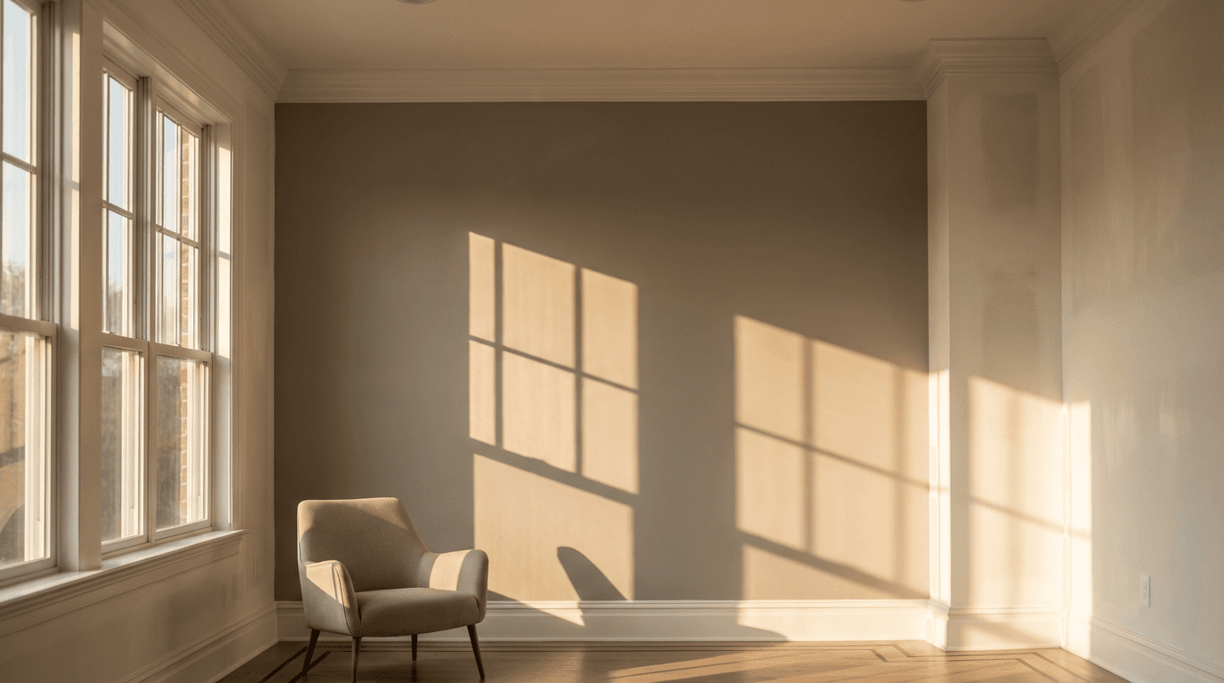 Freshly painted entryway with new door frame finish